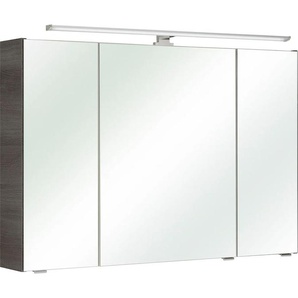 Spiegelschrank SAPHIR Quickset Badschrank, 3 Spiegeltüren, 6 Einlegeböden, 105 cm breit Schränke Gr. B/H/T: 105 cm x 70 cm x 16 cm, 3 St., grau (graphit, graphit) Spiegelschrank mit Beleuchtung Spiegelschränke