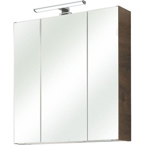 Spiegelschrank SAPHIR Quickset Badschrank, 3 Spiegeltüren, 6 Einlegeböden, 65 cm breit Schränke Gr. B/H/T: 65 cm x 70 cm x 16 cm, 3 St., braun (eiche ribbeck, eiche ribbeck) Spiegelschrank mit Beleuchtung Spiegelschränke