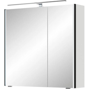 Spiegelschrank SAPHIR Serie 7045 Badezimmer-Spiegelschrank inkl. LED-Beleuchtung, 2 Türen Schränke Gr. B/H/T: 73,2 cm x 70,3 cm x 17 cm, LED-Aufsatzleuchte in Chrom, 2 St., weiß (weiß glanz) Bad-Spiegelschränke