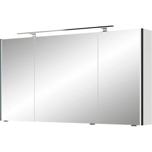 Spiegelschrank SAPHIR Serie 7045 Badezimmer-Spiegelschrank inkl. LED-Beleuchtung, 3 Türen Schränke Gr. B/H/T: 133,2 cm x 70,3 cm x 17 cm, LED-Aufsatzleuchte in Chrom, 3 St., weiß (weiß glanz) Bad-Spiegelschränke