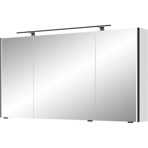 Spiegelschrank SAPHIR Serie 7045 Badezimmer-Spiegelschrank inkl. LED-Beleuchtung, 3 Türen Schränke Gr. B/H/T: 133,2 cm x 70,3 cm x 17 cm, LED-Aufsatzleuchte in Schwarz, 3 St., weiß (weiß glanz) Bad-Spiegelschränke
