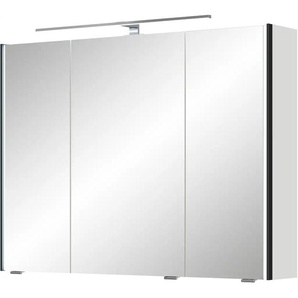 Spiegelschrank SAPHIR Serie 7045 Badezimmer-Spiegelschrank inkl. LED-Beleuchtung, 3 Türen Schränke Gr. B/H/T: 93,2 cm x 70,3 cm x 17 cm, LED-Aufsatzleuchte in Chrom, 3 St., weiß (weiß glanz) Bad-Spiegelschränke