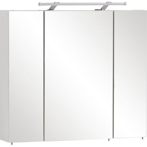 Spiegelschrank SCHILDMEYER Dorina Schränke Gr. B/H/T: 80 cm x 71 cm x 16 cm, 3 St., weiß (weiß glanz) Bad-Spiegelschränke Breite 80 cm, 3-türig, LED-Beleuchtung, Schalter-Steckdosenbox