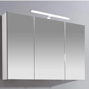 Spiegelschrank SCHILDMEYER Irene Schränke Gr. B/H/T: 100 cm x 75,5 cm x 16 cm, weiß Bad-Spiegelschränke Schränke Breite 100 cm, 3-türig, LED-Beleuchtung, Schalter-Steckdosenbox