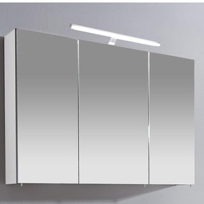Spiegelschrank SCHILDMEYER Irene Schränke Gr. B/H/T: 100 cm x 75,5 cm x 16 cm, weiß Bad-Spiegelschränke Breite 100 cm, 3-türig, LED-Beleuchtung, Schalter-Steckdosenbox