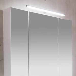 Spiegelschrank SCHILDMEYER Irene Schränke Gr. B/H/T: 80 cm x 75,5 cm x 16 cm, weiß Bad-Spiegelschränke Breite 80 cm, 3-türig, LED-Beleuchtung, Schalter-Steckdosenbox