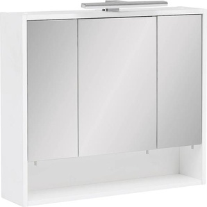 Spiegelschrank SCHILDMEYER Kent Schränke Gr. B/H/T: 70 cm x 65,6 cm x 16 cm, weiß (kreideweiß) Badezimmer Spiegelschrank Spiegelschränke mit Beleuchtung Schränke Breite 70 cm, 3-türig, LED-Beleuchtung, Schalter-Steckdosenbox