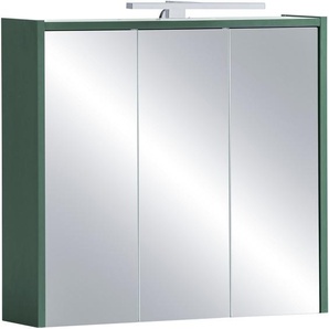 Spiegelschrank SCHILDMEYER Lovis, Breite 65 cm Schränke Gr. B/H/T: 65,0 cm x 62,7 cm x 16,0 cm, 3 St., grün (waldgrün) Bad-Spiegelschränke Mit LED-Leuchte und Schalter-Steckdoseneinheit