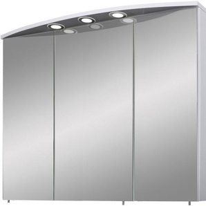 Spiegelschrank SCHILDMEYER Verona Schränke Gr. B/H/T: 120 cm x 72,5 cm x 16 cm, 3 St., weiß (weiß glanz) Bad-Spiegelschränke Breite 120 cm, 3-türig, 3 LED-Einbaustrahler, Schalter-Steckdosenbox