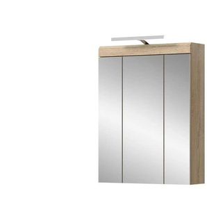 Spiegelschrank SCHLOONSEE  Breite 60cm  inkl. Beleuchtung  3 Spiegeltüren  9 Fächer in verschiedenen Farben erhältlich  Badmöbel  Spiegel  Badschrank  Bad  Schloonsee ¦ verspiegelt ¦ Maße (cm): B: 60 H: 191