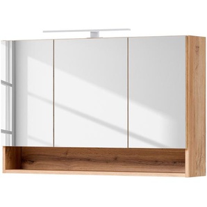 Spiegelschrank Stubach 100cm Braun/Wotaneiche Dekor