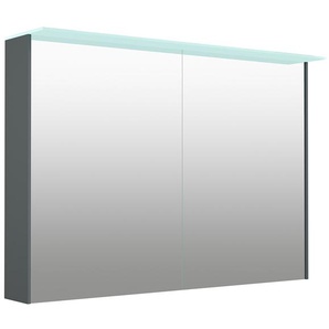 Spiegelschrank WELLTIME D-Line Schränke Gr. B/H/T: 101,5 cm x 70,2 cm x 20 cm, 2 St., grau Bad-Spiegelschränke Badmöbel, 101,5 cm breit, doppelseitig verspiegelt, LED-Beleuchtung