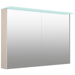 Spiegelschrank WELLTIME D-Line Schränke Gr. B/H/T: 101,5 cm x 70,2 cm x 20 cm, 2 St., grau (kaschmir grau) Bad-Spiegelschränke Badmöbel, 101,5 cm breit, doppelseitig verspiegelt, LED-Beleuchtung