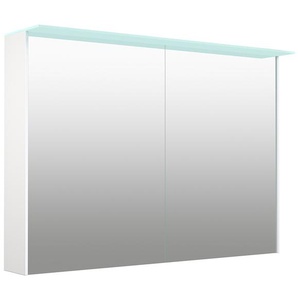 Spiegelschrank WELLTIME D-Line Schränke Gr. B/H/T: 101,5 cm x 70,2 cm x 20 cm, 2 St., weiß Bad-Spiegelschränke Badmöbel, 101,5 cm breit, doppelseitig verspiegelt, LED-Beleuchtung