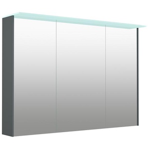 Spiegelschrank WELLTIME D-Line Schränke Gr. B/H/T: 101,5 cm x 70,2 cm x 20 cm, 3 St., grau Bad-Spiegelschränke Badmöbel, 101,5 cm breit, doppelseitig verspiegelt, LED-Beleuchtung