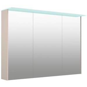 Spiegelschrank WELLTIME D-Line Schränke Gr. B/H/T: 101,5 cm x 70,2 cm x 20 cm, 3 St., grau (kaschmir grau) Bad-Spiegelschränke Badmöbel, 101,5 cm breit, doppelseitig verspiegelt, LED-Beleuchtung