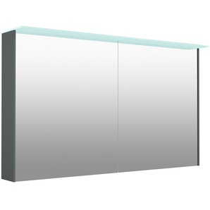 Spiegelschrank WELLTIME D-Line Schränke Gr. B/H/T: 121,5 cm x 70,2 cm x 20 cm, 2 St., grau Bad-Spiegelschränke Badmöbel, 121,5 cm breit, doppelseitig verspiegelt, LED-Beleuchtung