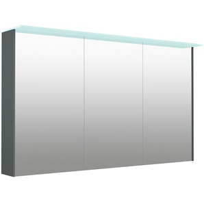 Spiegelschrank WELLTIME D-Line Schränke Gr. B/H/T: 121,5 cm x 70,2 cm x 20 cm, 3 St., grau Bad-Spiegelschränke Badmöbel, 121,5 cm breit, doppelseitig verspiegelt, LED-Beleuchtung