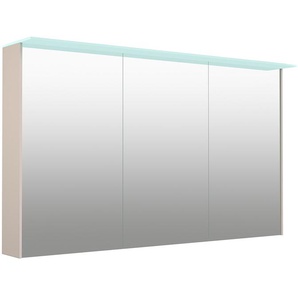 Spiegelschrank WELLTIME D-Line Schränke Gr. B/H/T: 121,5 cm x 70,2 cm x 20 cm, 3 St., grau (kaschmir grau) Bad-Spiegelschränke Badmöbel, 121,5 cm breit, doppelseitig verspiegelt, LED-Beleuchtung