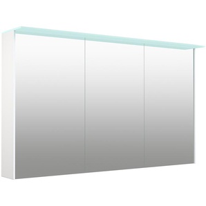 Spiegelschrank WELLTIME D-Line Schränke Gr. B/H/T: 121,5 cm x 70,2 cm x 20 cm, 3 St., weiß Bad-Spiegelschränke Badmöbel, 121,5 cm breit, doppelseitig verspiegelt, LED-Beleuchtung