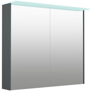 Spiegelschrank WELLTIME D-Line Schränke Gr. B/H/T: 81,4 cm x 70,2 cm x 20 cm, 2 St., grau Bad-Spiegelschränke Badmöbel, 81,4 cm breit, doppelseitig verspiegelt, LED-Beleuchtung