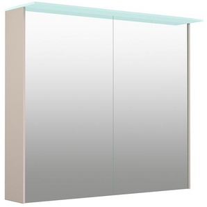 Spiegelschrank WELLTIME D-Line Schränke Gr. B/H/T: 81,4 cm x 70,2 cm x 20 cm, 2 St., grau (kaschmir grau) Bad-Spiegelschränke Badmöbel, 81,4 cm breit, doppelseitig verspiegelt, LED-Beleuchtung