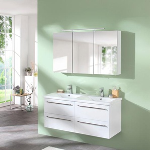 Spiegelschrank WELLTIME Torino Schränke Gr. B/H/T: 120,0 cm x 75,0 cm x 16,0 cm, 3 St., weiß (kreideweiß) Bad-Spiegelschränke