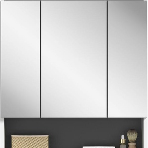 Spiegelschrank WELLTIME Torun Schränke Gr. B/H/T: 60 cm x 68 cm x 21 cm, 3 St., weiß (weiß nb, anthrazit grau nb) Bad-Spiegelschränke Badmöbel, Breite 60 cm