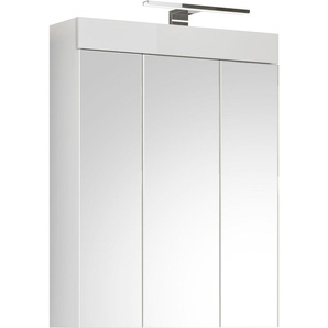 Spiegelschrank WELLTIME Triest Schränke Gr. B/H/T: 60 cm x 79 cm x 18 cm, 3 St., weiß (weiß hochglanz mdf tz, spiegelglas, nb) Bad-Spiegelschränke Breite 60 cm