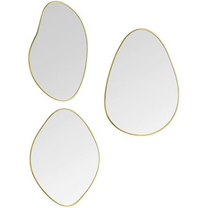 Spiegelset, Gold, Glas, 3-teilig, 28x22x0.4 cm, senkrecht und waagrecht montierbar, Spiegel, Wandspiegel