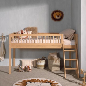 Spielbett VIPACK Betten Gr. Liegefläche B/L: 90 cm x 200 cm Höhe: 114 cm, kein Härtegrad, ohne Matratze, braun (eiche natur geölt, eiche geölt) Baby Spielbetten