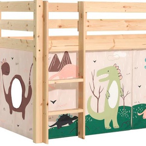 Spielbett VIPACK Vipack Pino Betten Gr. mit Te x tilset Dino, Liegefläche B/L: 90 cm x 200 cm Höhe: 114 cm, kein Härtegrad, beige (natur) Baby Spielbetten