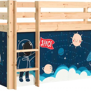 Spielbett VIPACK Vipack Pino Betten Gr. mit Te x tilset Space Shuttle, Liegefläche B/L: 90 cm x 200 cm Höhe: 114 cm, kein Härtegrad, beige (natur) Baby Spielbetten