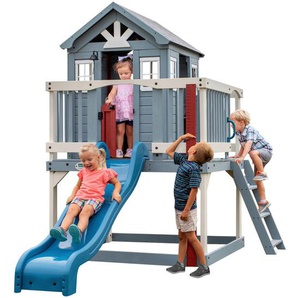 Spielhaus, Blau, Weiß, Holz, 190x230x310 cm, EN 71, CE, Spielzeug, Kinderspielzeug, Spielzeug für Draußen
