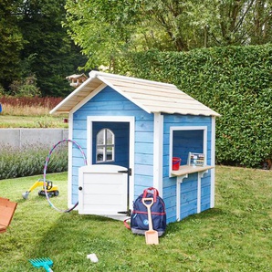 Spielhaus der grosse palast - 106 x 111 cm Farbe: Blau, Ausstattung: Ohne Bank Spielhaus Kinderspielhaus Gartenhaus Kinderhaus - Home Deluxe