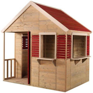 Spielhaus, Natur, Rot, Holz, Kiefer, 155x168x120 cm, Outdoor Spielzeug, Spielhäuser