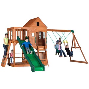 Spielturm Backyard Discovery, Braun, Grün, Holz, Zeder, massiv, 537.2x290x409 cm, EN 71, Outdoor Spielzeug, Spielhäuser