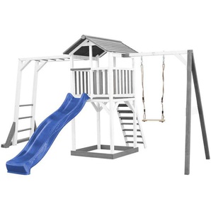 Spielturm, Blau, Grau, Weiß, Holz, Kunststoff, 446x241.9x349 cm, EN 71, CE, FSC 100%, Outdoor Spielzeug, Spielhäuser