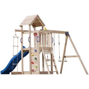 Spielturm, Blau, Holz, Kunststoff, Zeder, 342x267x375 cm, EN 71, CE, Outdoor Spielzeug, Spieltürme