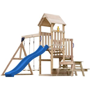 Spielturm, Blau, Holz, Zeder, 366x267x383 cm, EN 71, CE, FSC 100%, Outdoor Spielzeug, Spieltürme