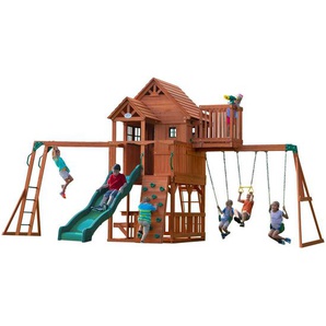 Spielturm, Braun, Grün, Holz, 410 L, 670x380x510 cm, EN 71, Outdoor Spielzeug, Spielhäuser
