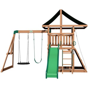Spielturm, Braun, Grün, Holz, Zeder, 380x300x410 cm, EN 71, Outdoor Spielzeug, Spielhäuser