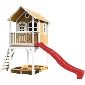 Spielturm Spielturm Sarah, Braun, Rot, Weiß, Holz, Kunststoff, 370x291x191 cm, Fsc, EN 71, Spielzeug, Kinderspielzeug, Spielzeug für Draußen