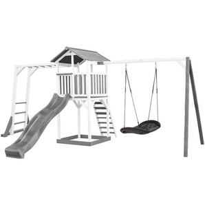 Spielturm, Grau, Weiß, Holz, Hemlocktanne, 519x242x349 cm, EN 71, CE, FSC 100%, Outdoor Spielzeug, Spieltürme