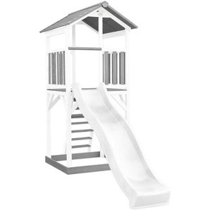 Spielturm, Grau, Weiß, Holz, Kunststoff, 111.2x241.9x349 cm, EN 71, CE, FSC 100%, Outdoor Spielzeug, Spielhäuser