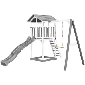 Spielturm, Grau, Weiß, Holz, Kunststoff, 283.6x241.9x349 cm, EN 71, CE, FSC 100%, Outdoor Spielzeug, Spielhäuser
