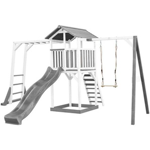 Spielturm, Grau, Weiß, Holz, Kunststoff, 446x241.9x349 cm, EN 71, CE, FSC 100%, Outdoor Spielzeug, Spielhäuser