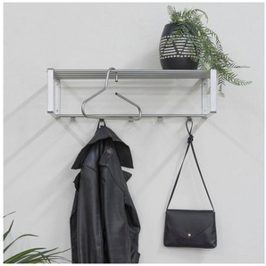 Spinder Design Garderobenleiste REX (1 St), Wandgarderobe aus Stahl mit Hutablage und 5 bzw. 7 Haken