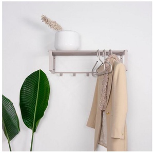 Spinder Design Garderobenleiste REX 2 (1 St), Wandgarderobe aus Stahl mit Hutablage und 5 Haken