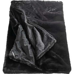 Wohndecke SPORTALM KITZBÜHEL Moscow Mule Fur Wohndecken Gr. B/L: 130 cm x 170 cm, schwarz (schwarz, black, anthrazit) Kunstfaserdecken aus weichem Kunstfell, Kuscheldecke